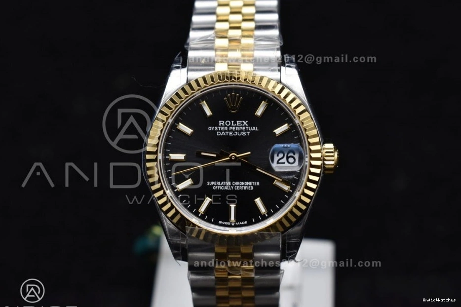 Dial Black Soft 316L 278273 Bracelet 31 GSF YG President Stick on Ladies Markers DateJust 561 Steel 0117